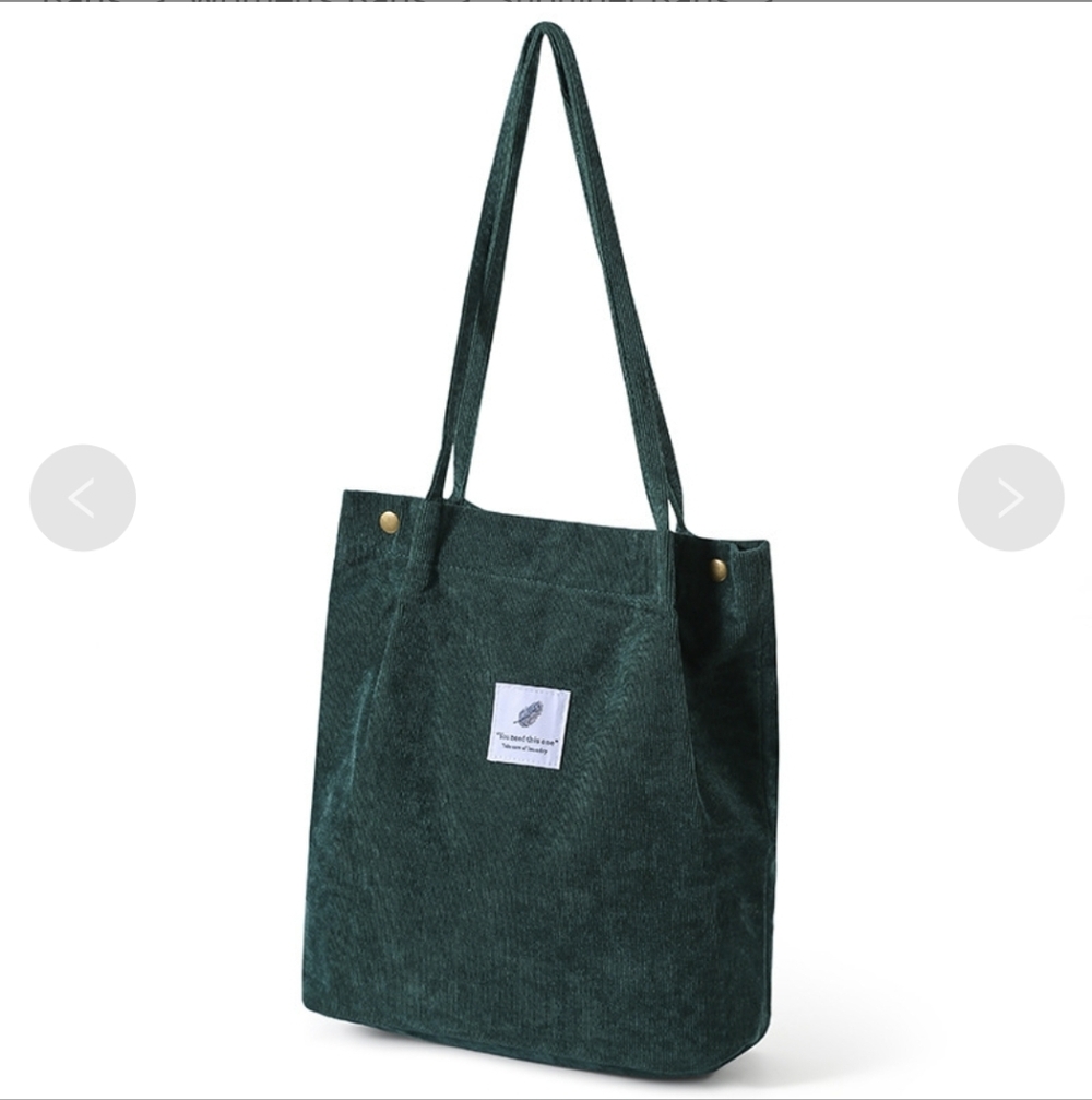Teal Green Courderoy Tote Bag
